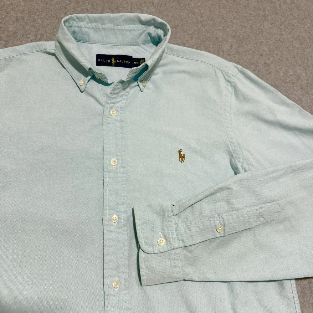 Polo Ralph Lauren Men Teal Classic Fit Long Sleeve Oxford Shirt Size M